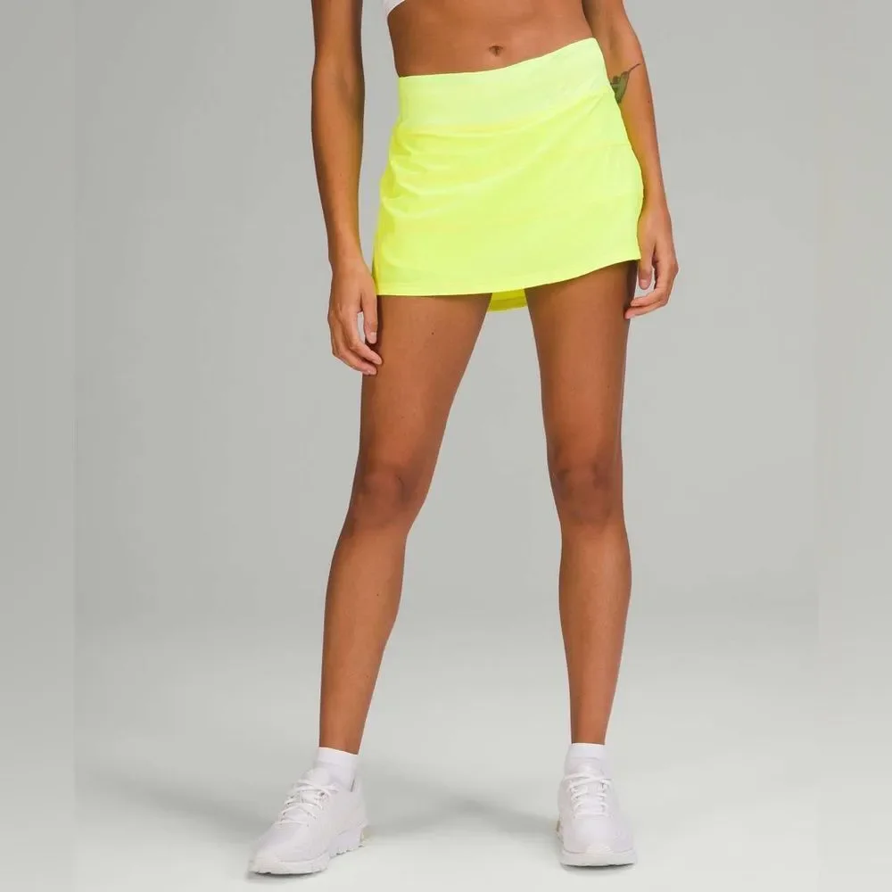 New Lululemon Pace Rival Mid-Rise Skirt Highlight Yellow Size 8